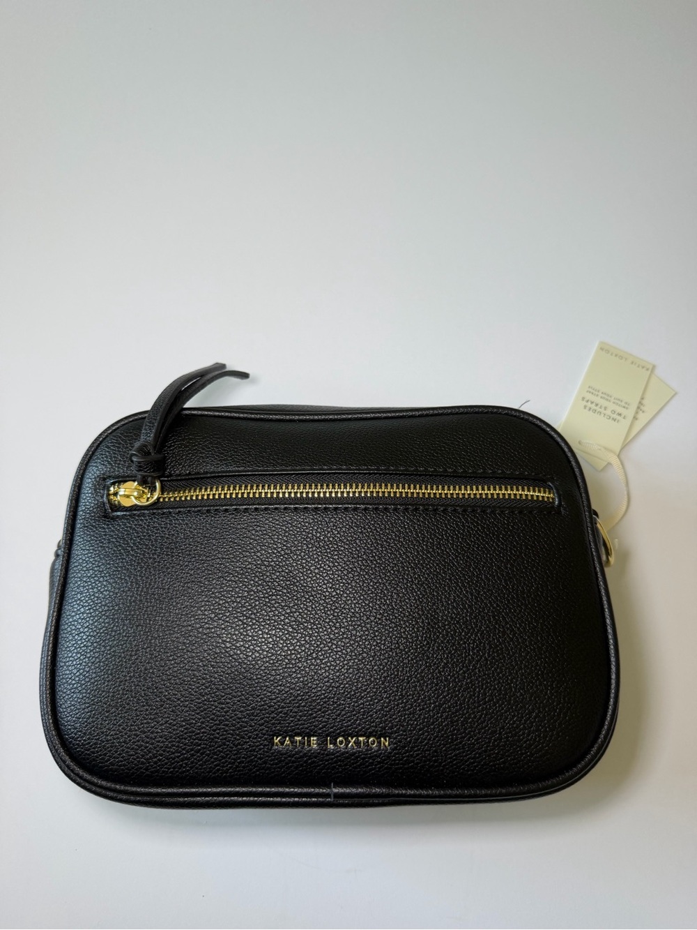 Katie Loxton Black Vegan Leather Crossbody Bag with Gold Hardware